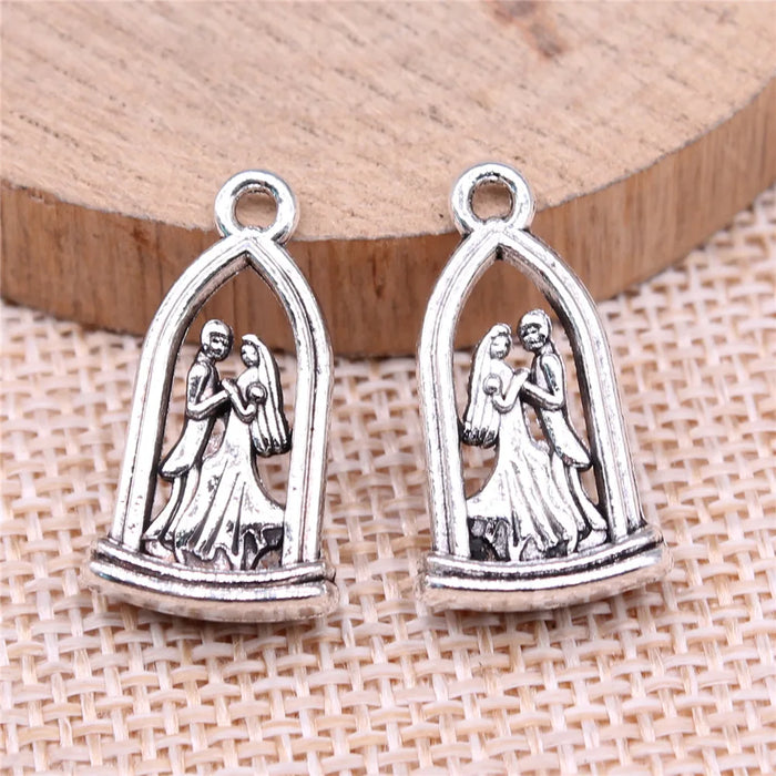 23x13mm 2.6g Antique Silver Zinc Alloy Angel Newlywed Couple Charm Pendant for DIY Jewelry Making