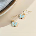 Sweet Mint Green Enamel Butterfly Drop Earrings Copper Summer Elegant Jewelry