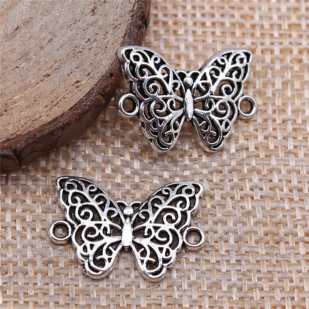 14x21mm 0.9g Zinc Alloy Butterfly Connector Charm for DIY Necklace Bracelet Jewelry Making