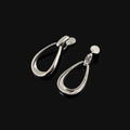 Elegant Minimalist Silver Alloy Teardrop Hoop Stud & Clip On No Piercing Geometric Drop Earrings