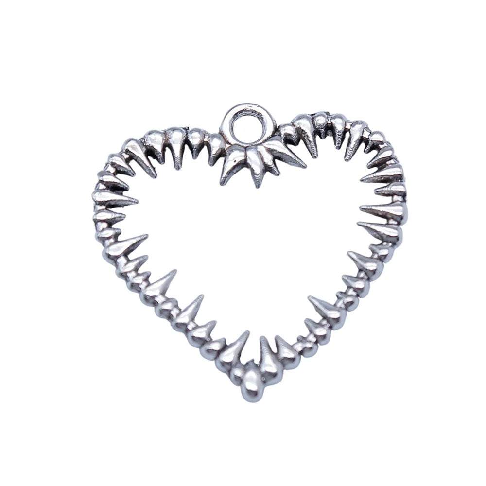 24x24mm 1.3g Antique Silver Zinc Alloy Thorn Heart Charm Pendant for DIY Bracelet Necklace Making
