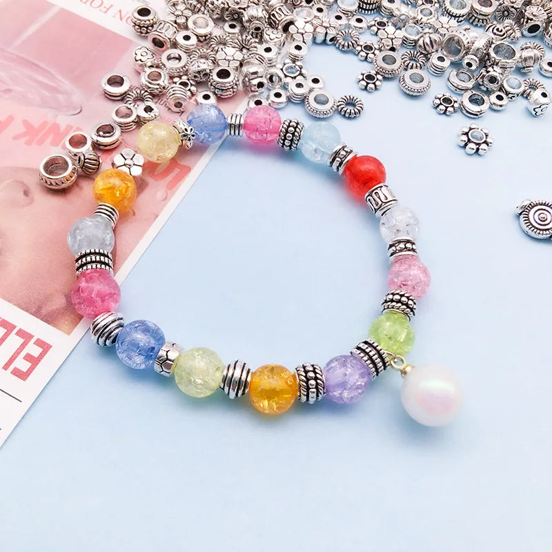 Antique Silver Zinc Alloy Through Hole Spacer Beads for DIY Bracelet Necklace Making
