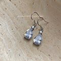 Light Luxury Teardrop Zircon Copper Drop Earrings Minimalist Long Evening Jewelry