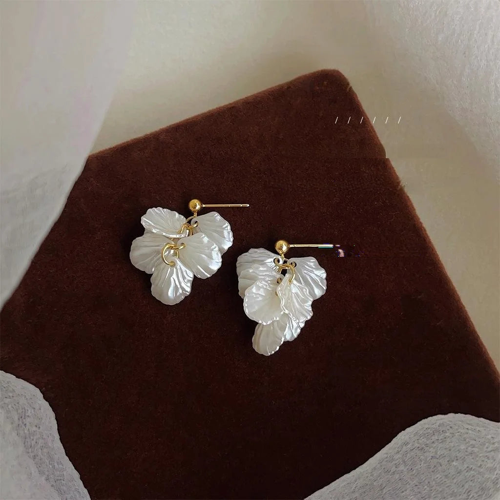 Sweet Forest Fairy Handmade Acrylic Leaf Flower Drop Earrings Elegant Summer Jewelry
