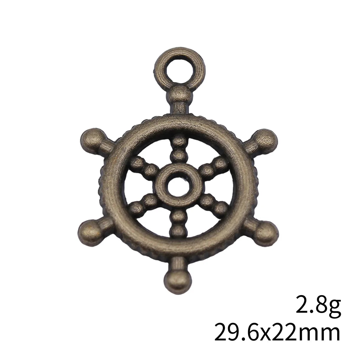 29.6x22mm 2.8g Antique Bronze Tone Zinc Alloy Ship Wheel Charm Pendant for Nautical Jewelry DIY
