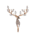 Elegant Rhinestone Elk Antler Brooch, Rose Gold Alloy Deer Lapel Pin Corsage For Suit Accessory Gift