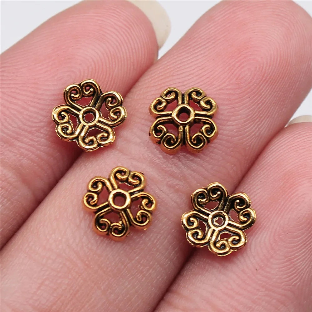 9x9mm 0.3g Zinc Alloy Flower Bead Cap Spacer Beads for DIY Earrings Bracelet Jewelry Making