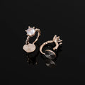 Elegant Zircon Spiral Disc Hoop Stud & Clip On No Piercing Rose Gold Plated Minimalist Women's Earrings