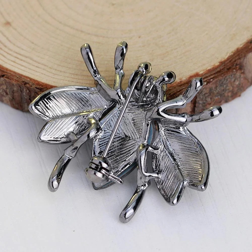 Luxury Rhinestone And Green Crystal Bee Brooch, Cute Gold Alloy Lapel Pin Corsage Suit Accessory Gift