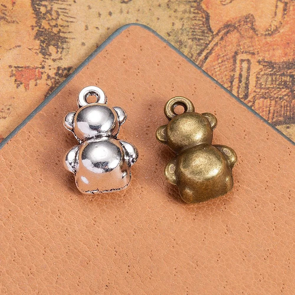 16x10MM Antique Silver Zinc Alloy Bear Charm Pendant for DIY Necklace Bracelet Jewelry Making