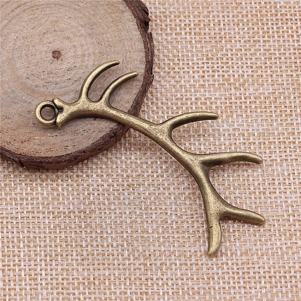 67x34mm 7.5g Multicolor Zinc Alloy Deer Antler Charm Pendant for DIY Necklace Bracelet Making