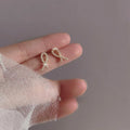 Minimalist Copper Zircon Micro Pave Bow Knot Geometric Stud Earrings For Women