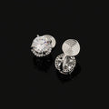 Elegant Round Zircon Rhinestone Halo Stud & Clip On No Piercing Luxury Sparkle Women's Earrings