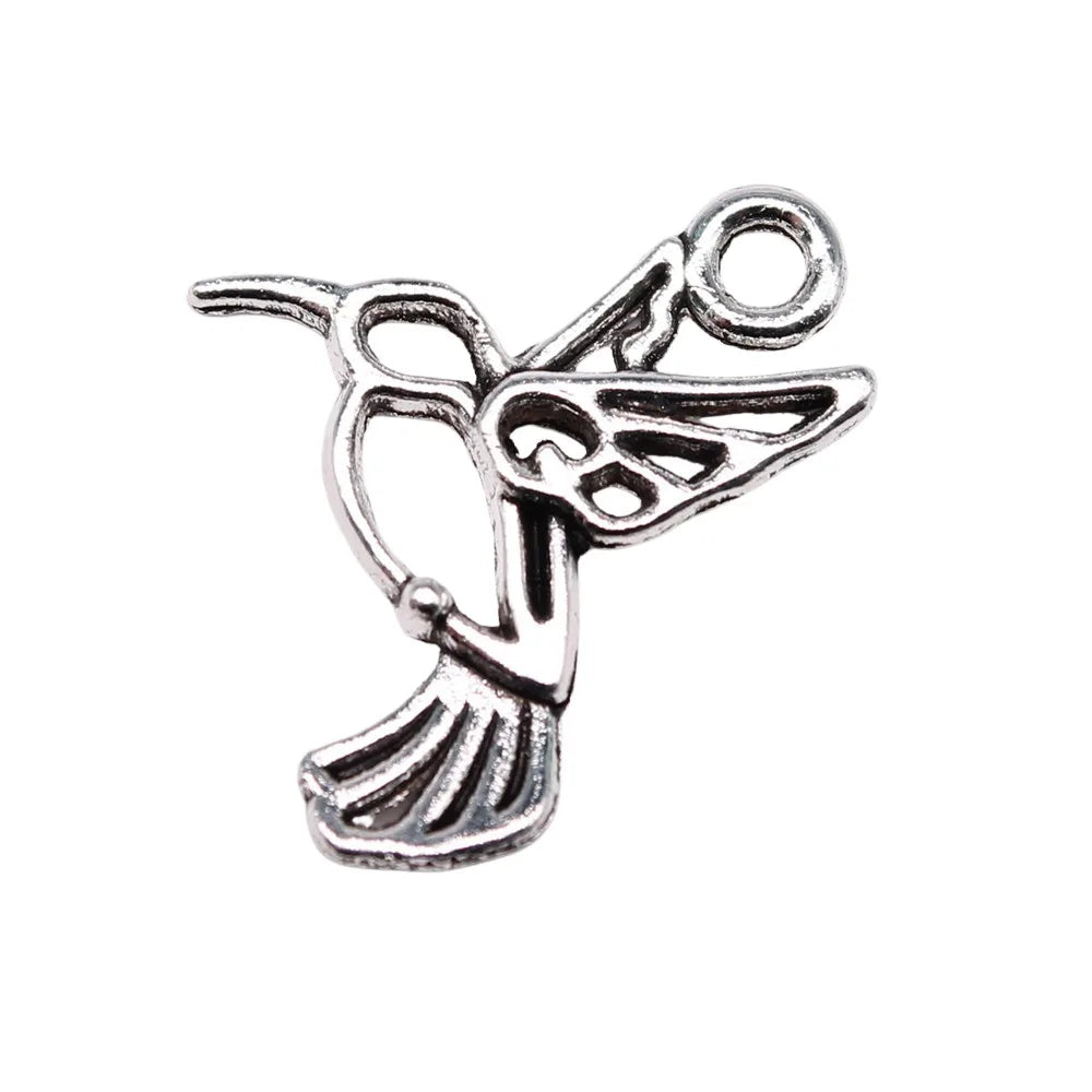 18x18mm 0.68g Multicolor Zinc Alloy Hummingbird Bird Charm Pendant for DIY Necklace Bracelet Jewelry Making