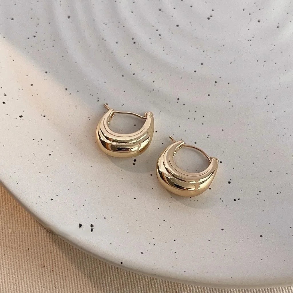 Minimalist Smooth Copper Hoop Earrings For Women Geometric Old Money Commuter Style