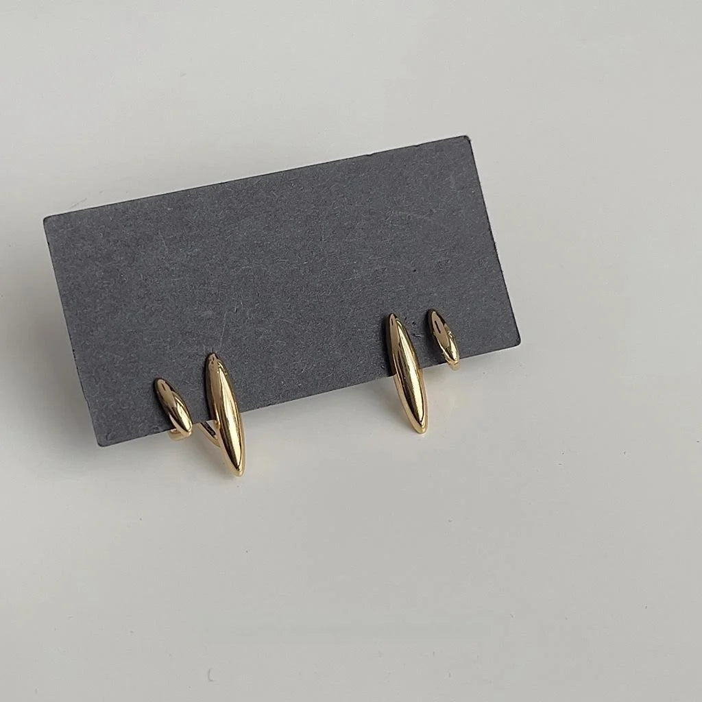 14K Plated Copper Geometric Ring Stud Earrings, Minimalist Premium Fashion Jewelry