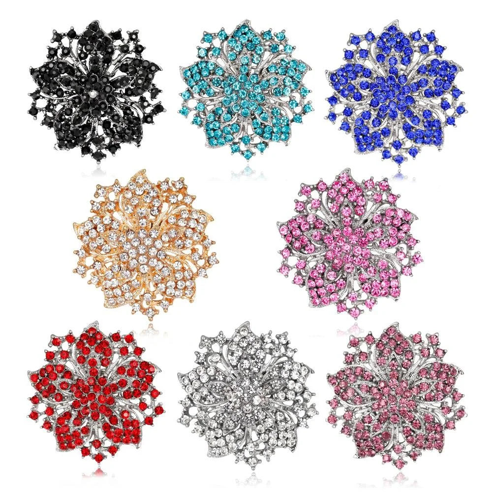 Luxury Full Rhinestone Crystal Bauhinia Flower Brooch, Alloy Lapel Pin Corsage For Women Suit Accessory