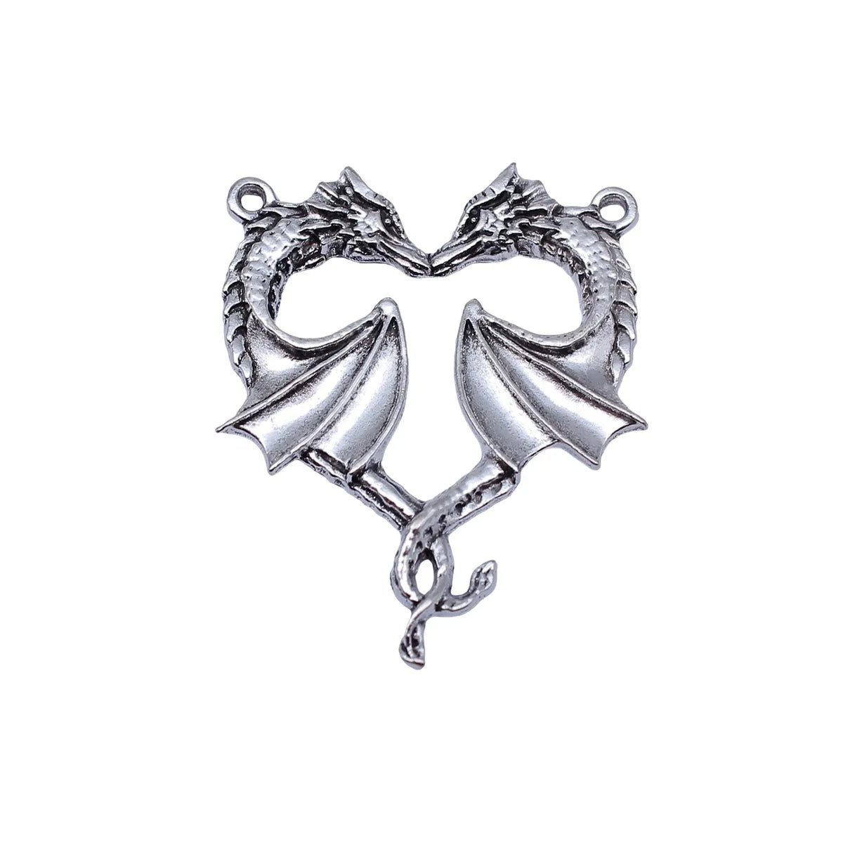 47x37mm 7g Antique Silver Zinc Alloy Gothic Flying Dragon Heart Charm Pendant for DIY Necklace Making