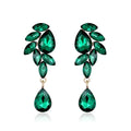 Luxury Emerald Green Crystal Glass Water Drop Earrings Elegant Geometric Bridal Party Banquet Gift Jewelry