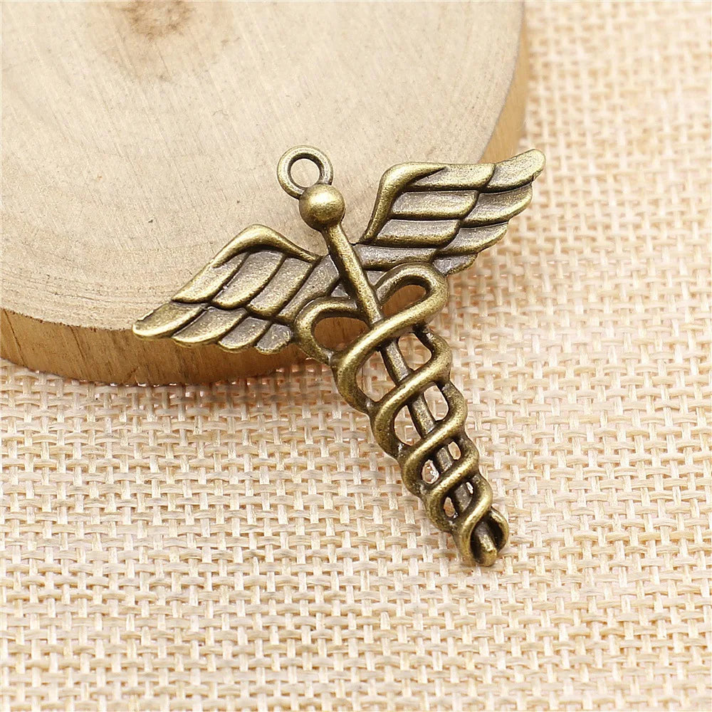 40x40mm 4.1g Multicolor Zinc Alloy Walking Cane Medical Symbol Charm Pendant for DIY Healthcare Jewelry Making