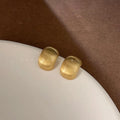 Brushed Matte Gold Copper Round Stud Earrings Minimalist Geometric Fashion Jewelry