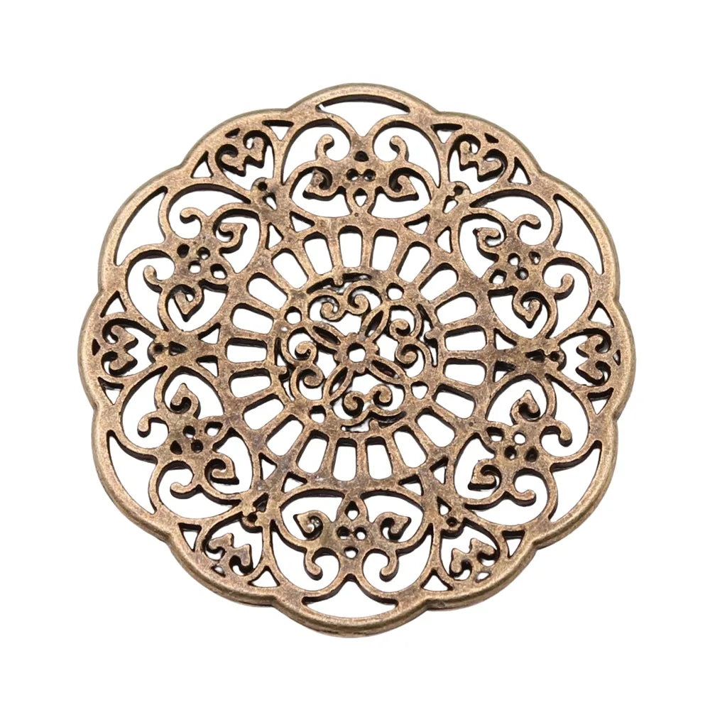 32x32mm 3.9g Multicolor zinc alloy Hollow Flower Filigree charm pendant for DIY earrings necklace