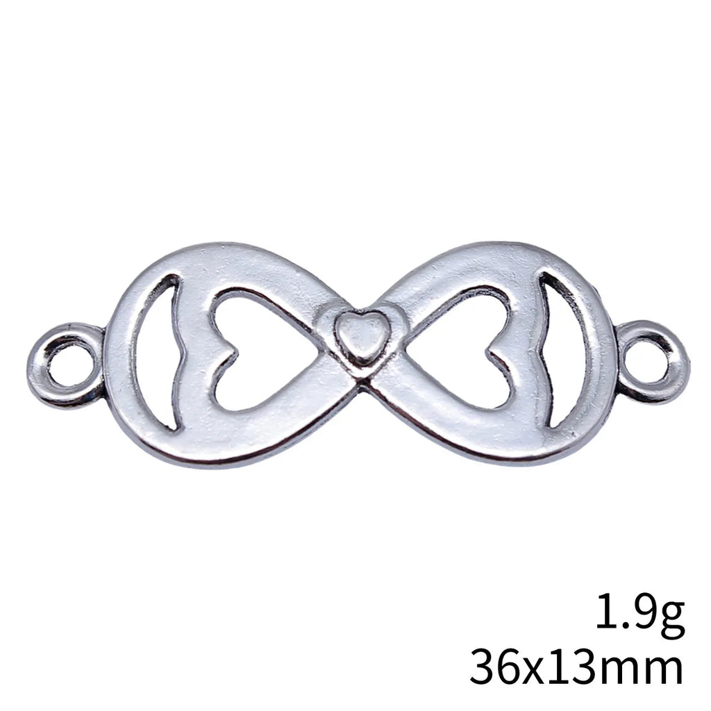 36x13mm 1.9g Antique Silver Zinc Alloy Heart Infinity Connector Charm for Bracelet Jewelry Making