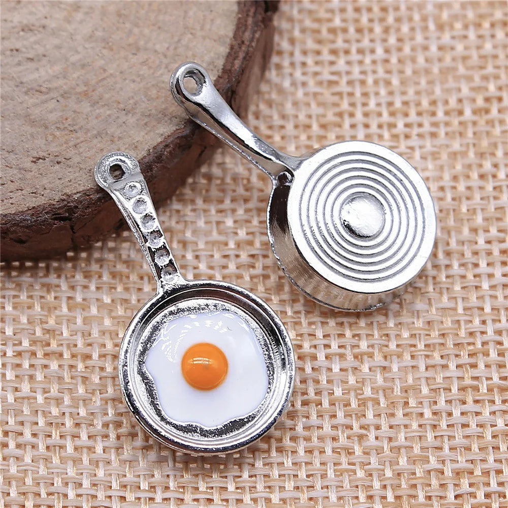 32x17mm 4.1g Zinc Alloy Fried Egg Charm Pendant for DIY Necklace Bracelet Jewelry Accessories