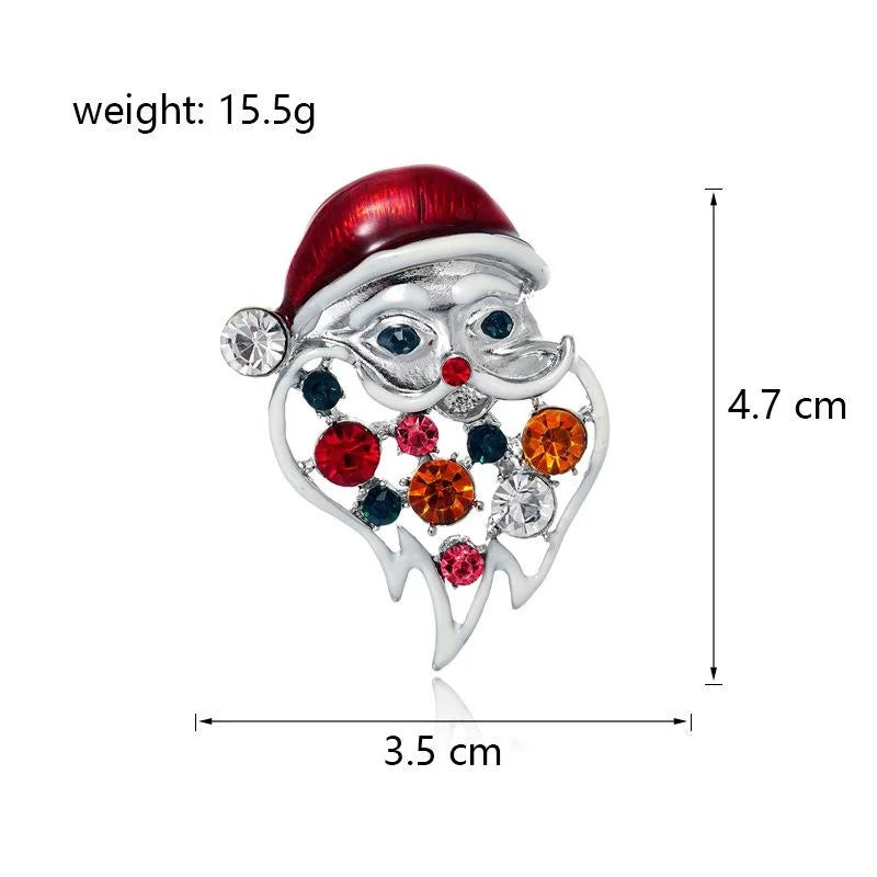 Luxury Santa Claus Enamel Rhinestone Brooch, Festive Alloy Lapel Pin Corsage For Christmas Gift Suit Accessory