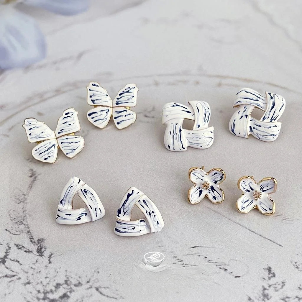 Original Design Alloy Butterfly Stud Earrings New Chinese Floral Geometric Fashion Jewelry