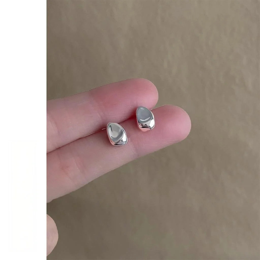 Minimalist Copper Irregular Liquid Geometric Stud Earrings For Women, Commuter Style