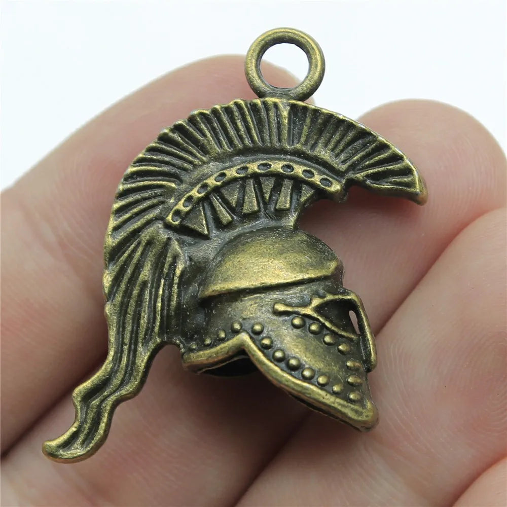 36x28x14mm 9.6g Antique Silver Zinc Alloy 3D Roman Warrior Helmet Charm Pendant for DIY Jewelry Making