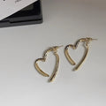 14K Plated Copper Heart Stud Earrings, Two-Way Minimalist Fashion Ear Jewelry