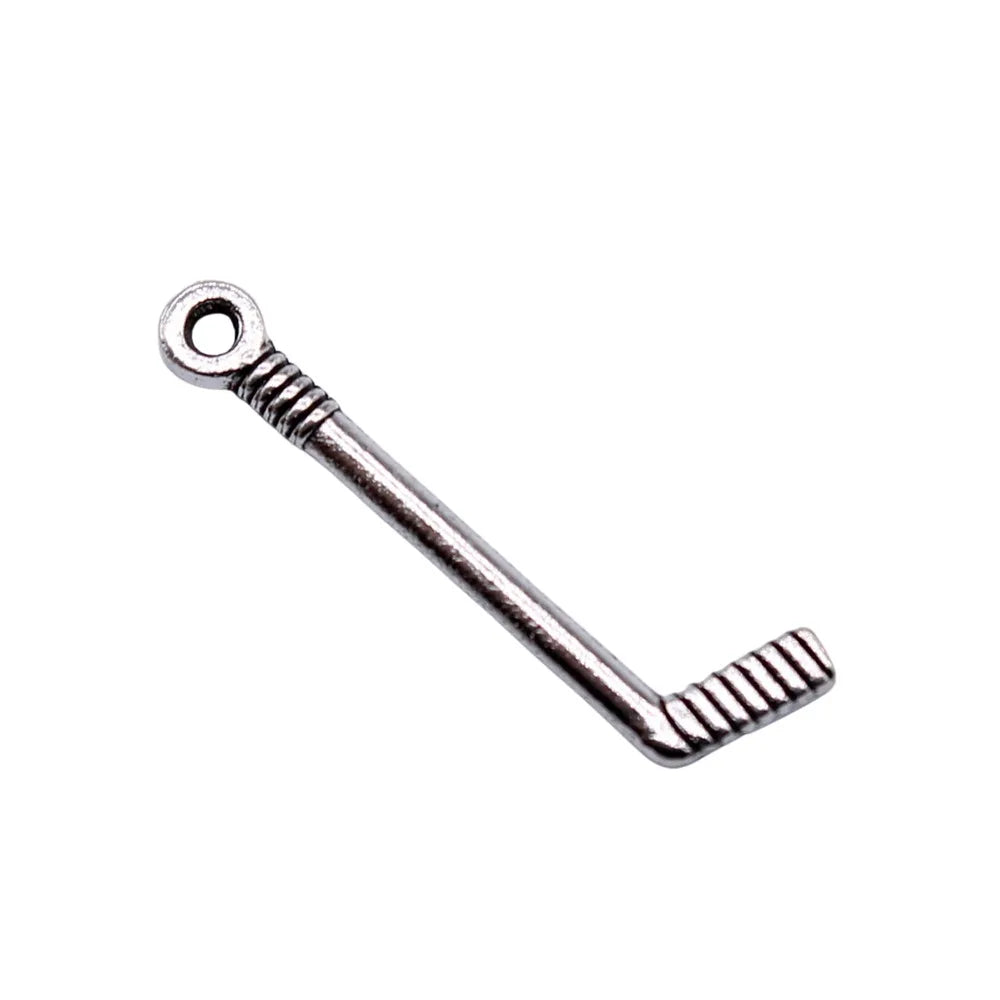 25x7mm 0.46g Antique Silver Zinc Alloy Ice Hockey Stick Charm Pendant for Sports DIY Jewelry