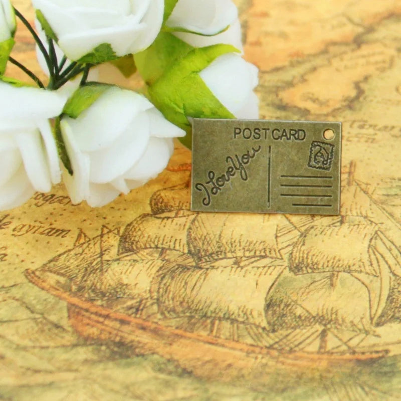 26x16MM Zinc Alloy Postcard Charm Pendant for DIY Necklace Bracelet Jewelry Making