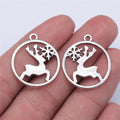 25x22mm 1.6g Antique Silver Zinc Alloy Snowflake Reindeer Charm Pendant for DIY Christmas Jewelry
