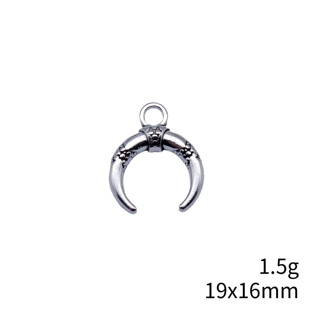 19x16mm 1.5g Antique Silver Zinc Alloy Crescent Horn Charm Pendant for DIY Necklace Bracelet