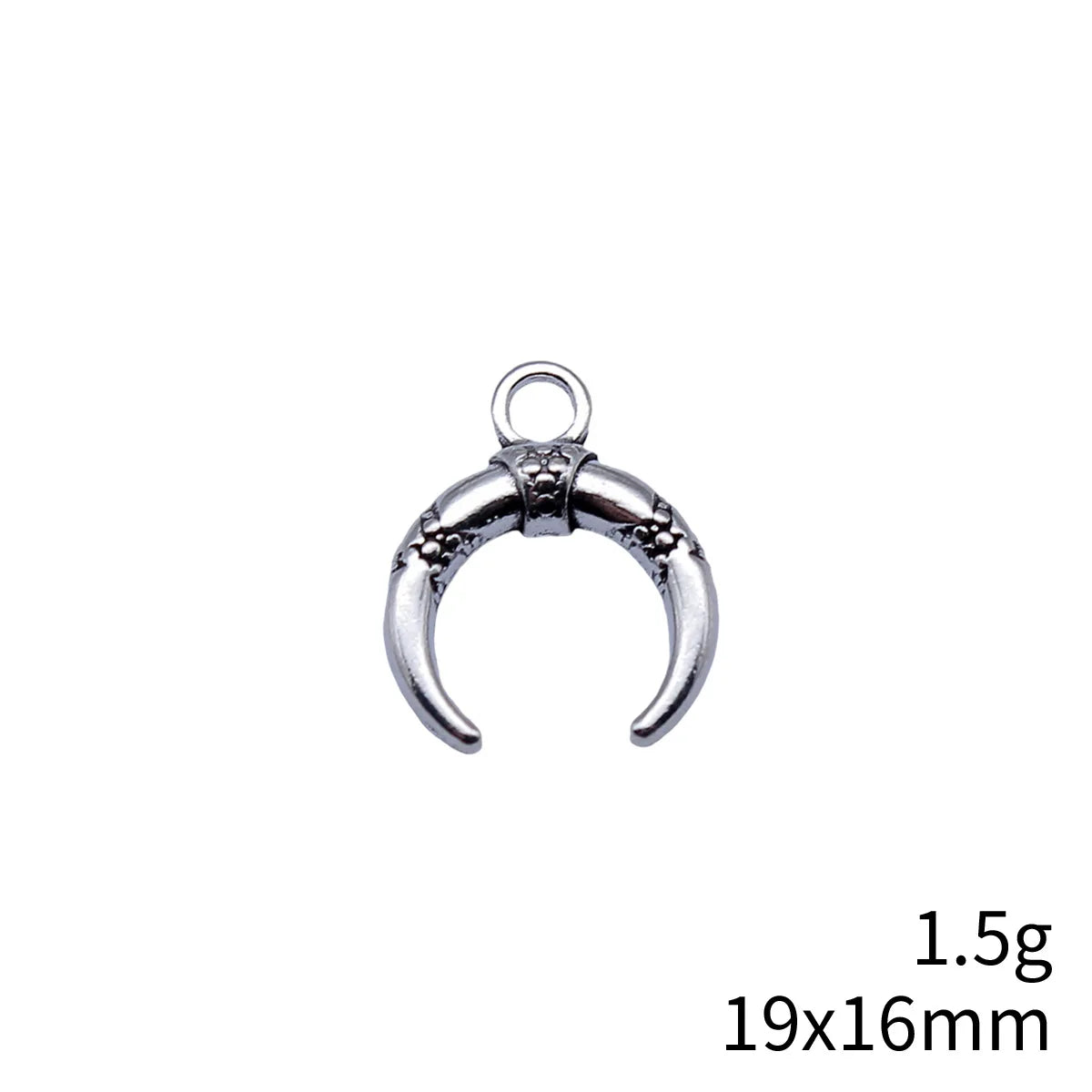19x16mm 1.5g Antique Silver Zinc Alloy Crescent Horn Charm Pendant for DIY Necklace Bracelet
