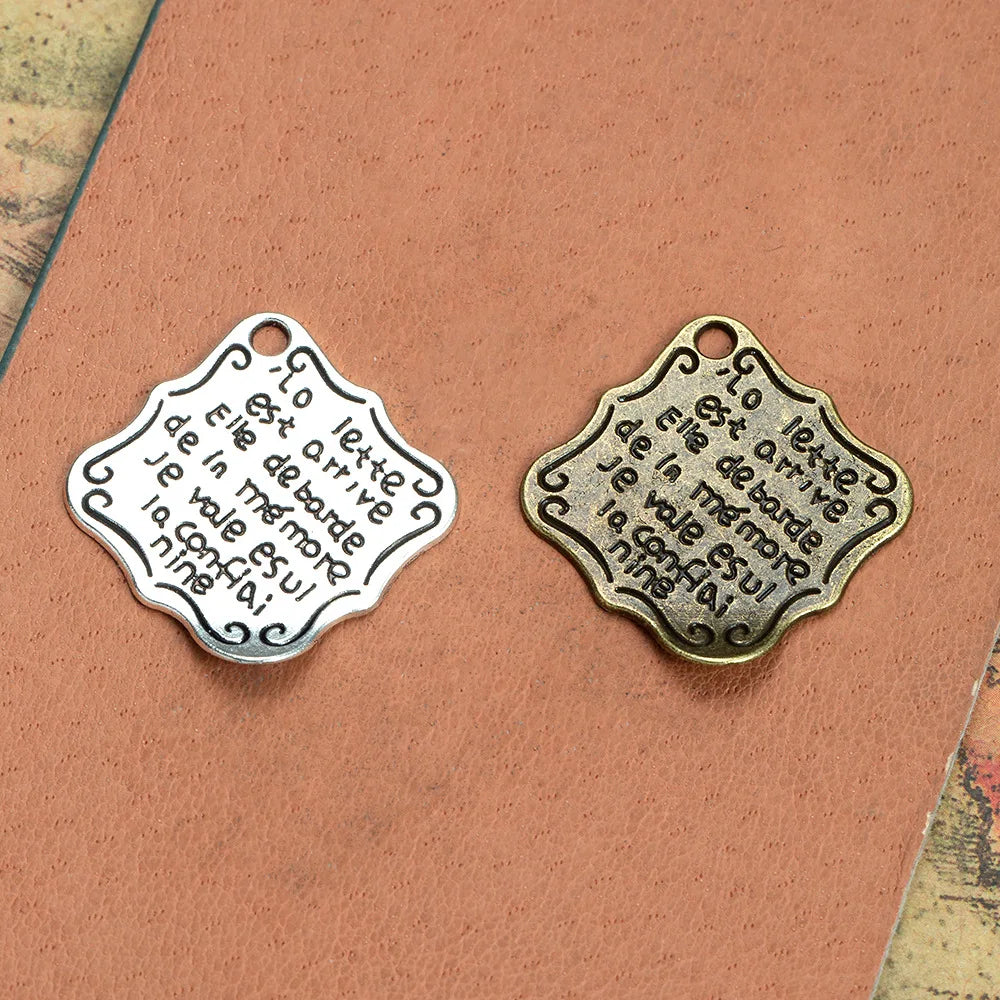 24x24MM Antique Silver Zinc Alloy Notebook Charm Pendant for DIY Necklace Bracelet Jewelry Making