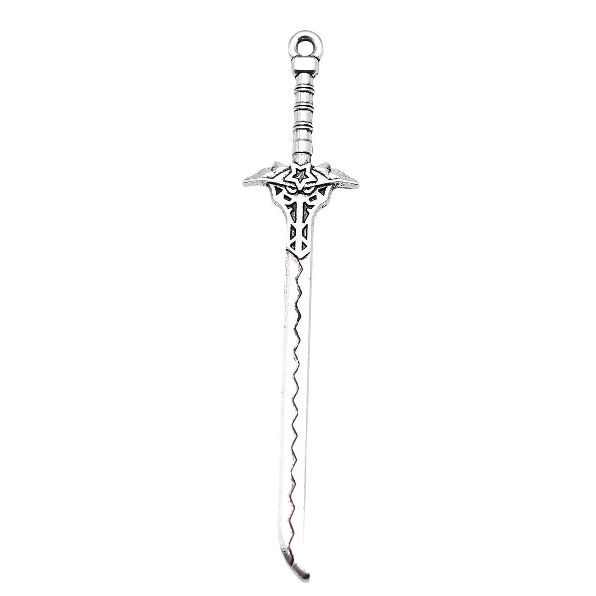 70mm 3.2g Antique Silver Zinc Alloy Five Star Long Knife Charm Pendant for Cosplay Jewelry Making