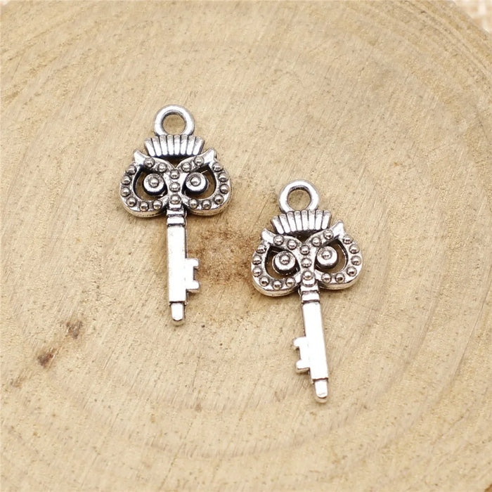 21x10mm 0.8g Multicolor Zinc Alloy Owl Key Cat Charm Pendant for Necklace Bracelet Keychain Making