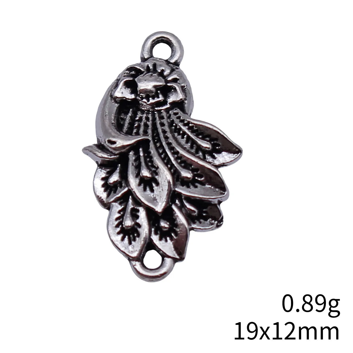 19x12mm 0.89g Antique Silver Zinc Alloy Peacock Connector Charm for DIY Bracelet and Necklace Making