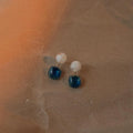 Semi Transparent Blue Geometric Square Copper 14K Plated Stud Earrings Korean Chic Jewelry