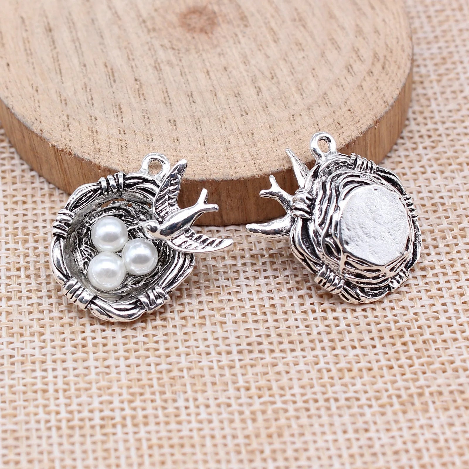 24x25mm 4.5g Multicolor Zinc Alloy Bird Nest Charm Pendant for DIY Necklace Bracelet Jewelry Making