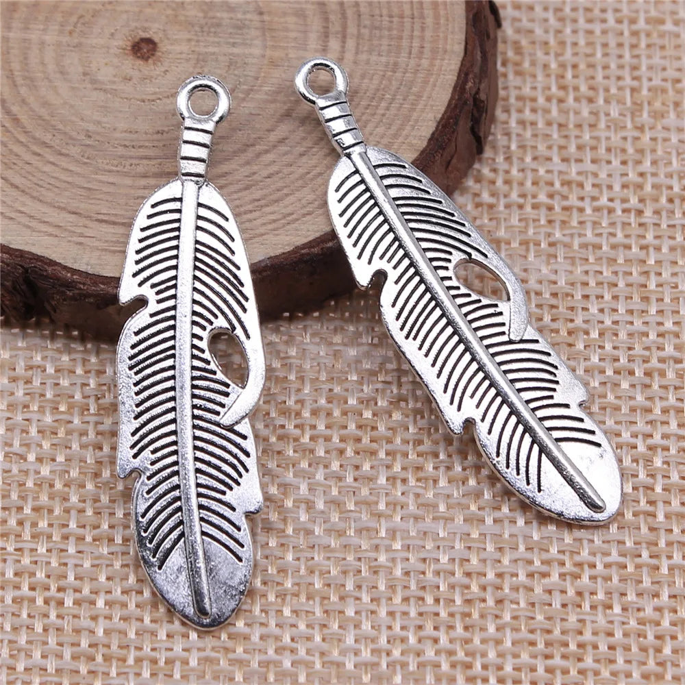 49x13mm 3.1g Multicolor Zinc Alloy Feather Charm Pendant for DIY Necklace Bracelet Jewelry Making