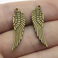 31x9mm 1.3g Multicolor Zinc Alloy Wing Charm Pendant for DIY Angel Theme Necklace Bracelet