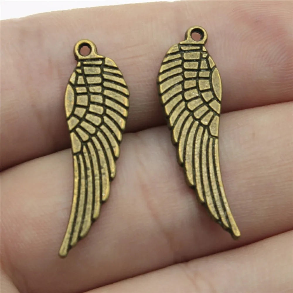31x9mm 1.3g Multicolor Zinc Alloy Wing Charm Pendant for DIY Angel Theme Necklace Bracelet