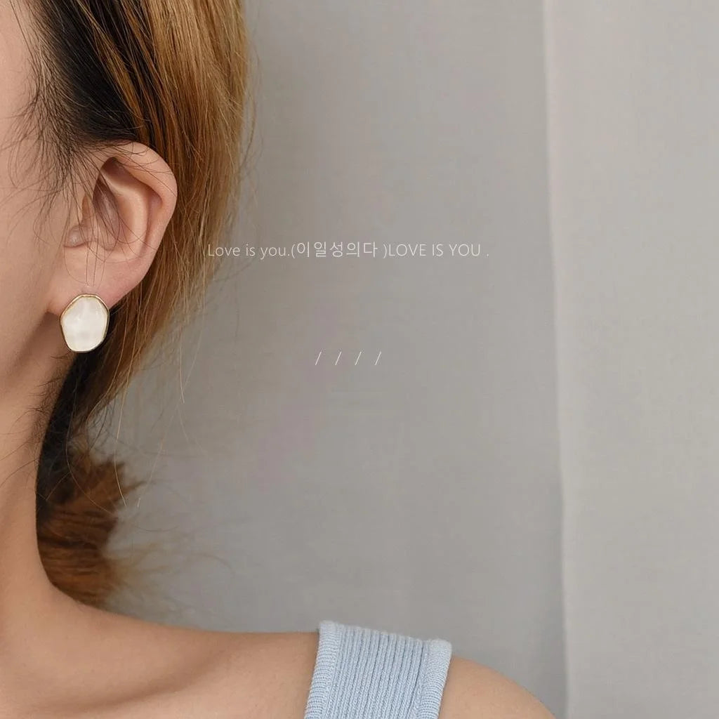 Minimalist 14K Plated Alloy Irregular Geometric Asymmetric Stud Earrings