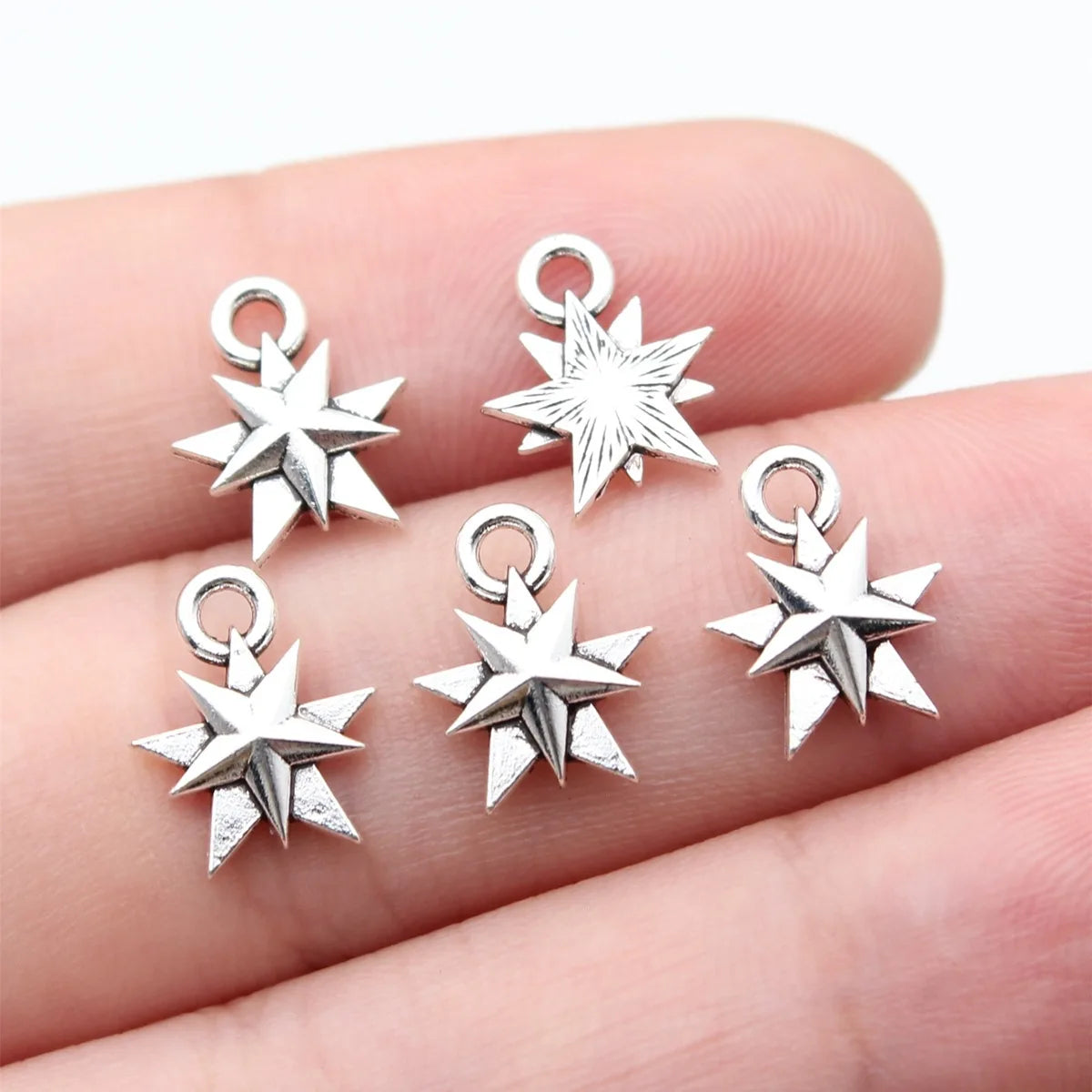 12x9mm 0.38g Antique Silver Zinc Alloy Star Charm Pendant for Bracelet Necklace DIY Jewelry Making