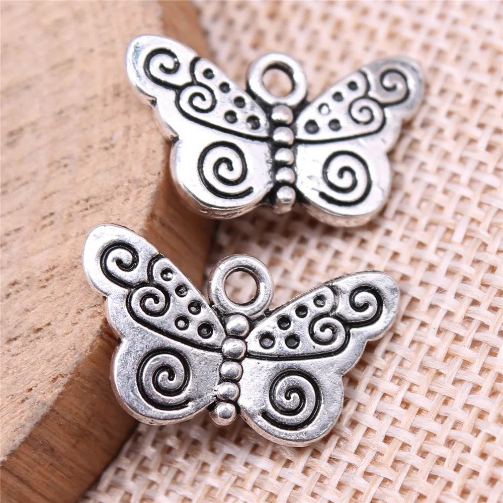 21x12mm 1.9g Antique Silver Zinc Alloy Butterfly Charm Pendant for DIY Jewelry Making